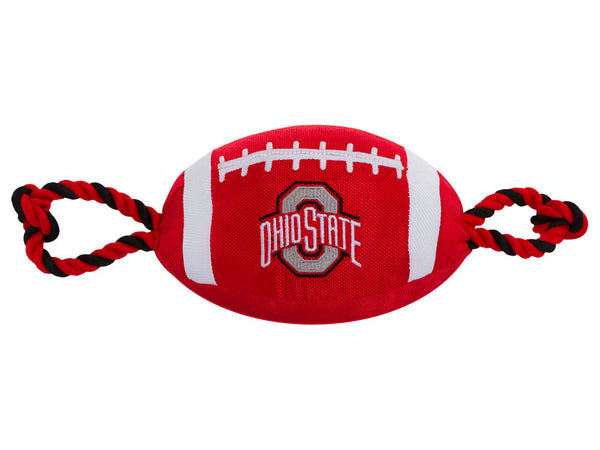Ohio State Buckeyes Nylon Football with Rope Pet Toy