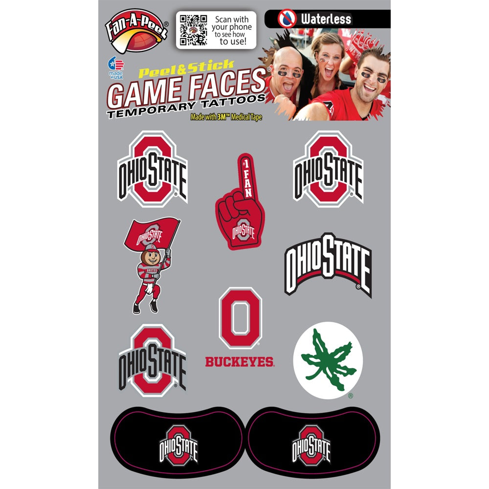 10pack Game Face Tattoo Combo Sheet