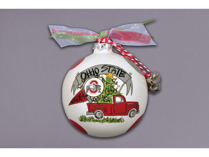 Ohio State Buckeyes Truck Ornament w/ Ribbon Bells