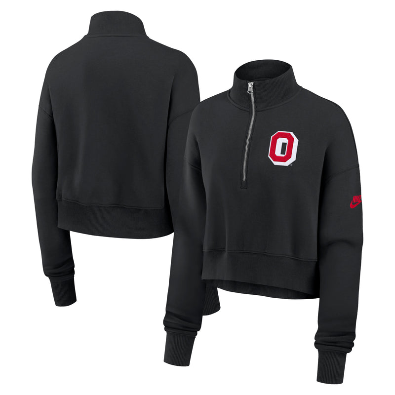 Women’s Crop Retro Quarter Zip Fleece Pullover