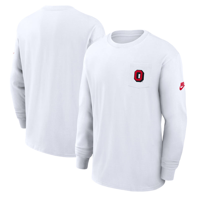 Men's Embroidered Cotton Pocket Logo Max90 Long Sleeve T-Shirt