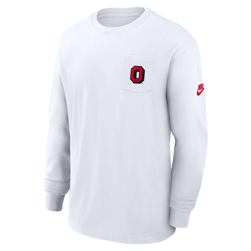 Men's Embroidered Cotton Pocket Logo Max90 Long Sleeve T-Shirt