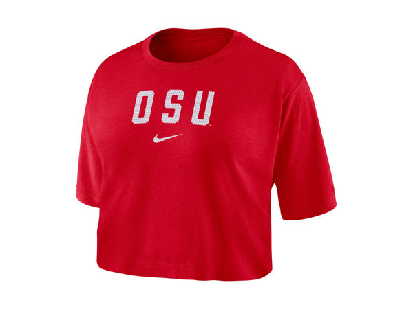 Ohio State Buckeyes Nike Short Sleeve DriFit Logo Crop